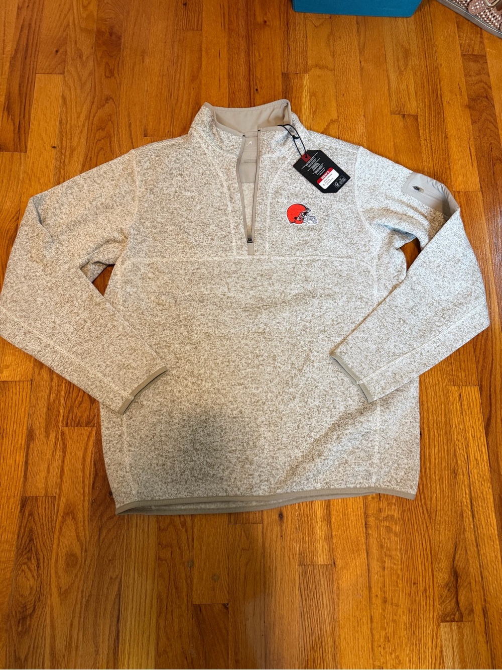 Men's Heather Gray Cleveland browns Quarter-Zip Pullover Sweater